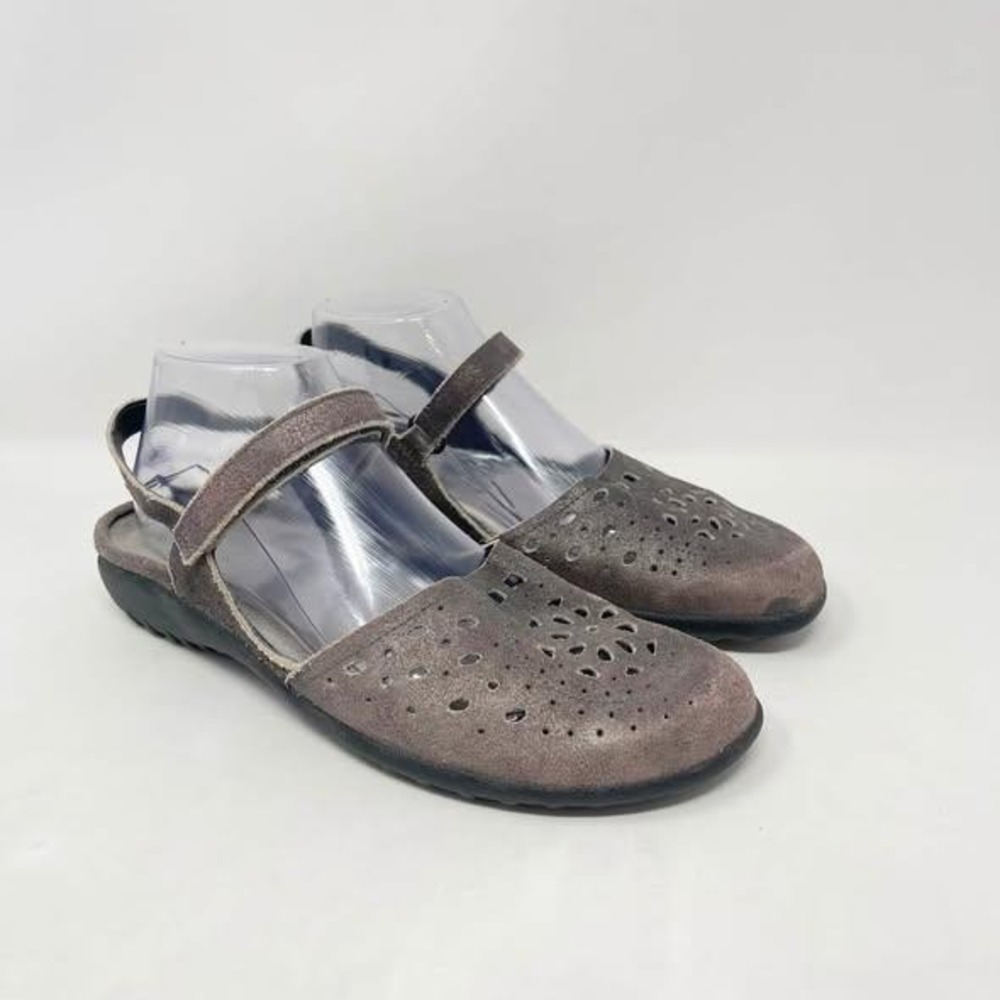 Naot Arataki Slingback Mary Jane Comfort Shoe Womens 41 Gray‎ Shimmer Strappy